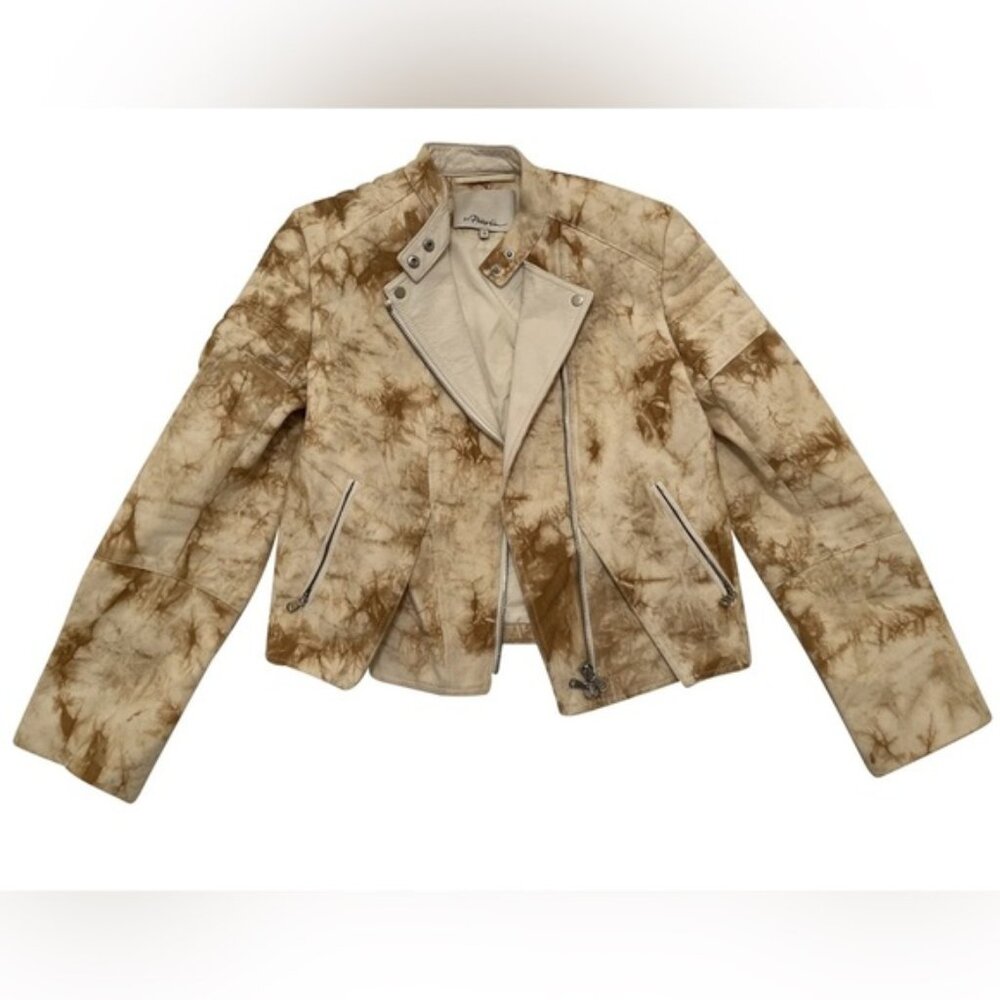 Phillip Lim Cream Fabric Leather Jacket Stand-Up Collar w matching Shorts 4